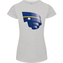 Curled Nauru Flag Nauruan Day Football Womens Petite Cut T-Shirt Sports Grey