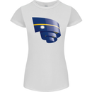 Curled Nauru Flag Nauruan Day Football Womens Petite Cut T-Shirt White