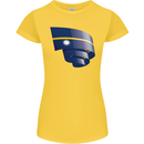 Curled Nauru Flag Nauruan Day Football Womens Petite Cut T-Shirt Yellow