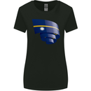 Curled Nauru Flag Nauruan Day Football Womens Wider Cut T-Shirt Black