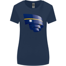Curled Nauru Flag Nauruan Day Football Womens Wider Cut T-Shirt Navy Blue