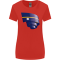 Curled Nauru Flag Nauruan Day Football Womens Wider Cut T-Shirt Red