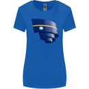 Curled Nauru Flag Nauruan Day Football Womens Wider Cut T-Shirt Royal Blue