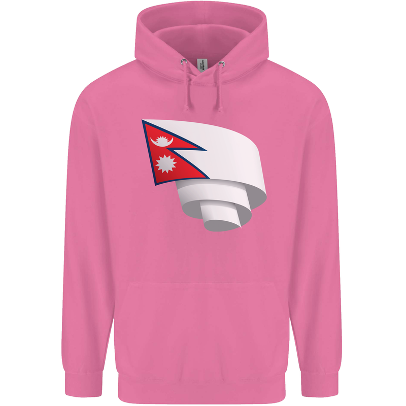 Curled Nepal Flag Nepalese Day Football Childrens Kids Hoodie Azalea