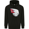 Curled Nepal Flag Nepalese Day Football Childrens Kids Hoodie Black