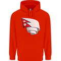 Curled Nepal Flag Nepalese Day Football Childrens Kids Hoodie Bright Red