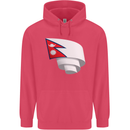 Curled Nepal Flag Nepalese Day Football Childrens Kids Hoodie Heliconia