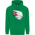 Curled Nepal Flag Nepalese Day Football Childrens Kids Hoodie Irish Green