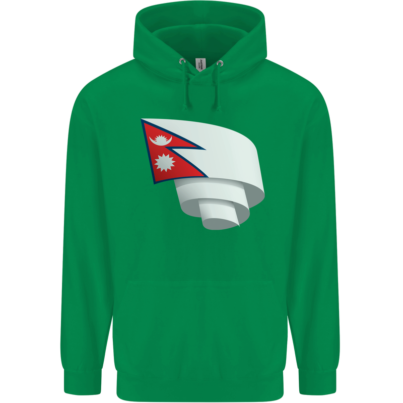Curled Nepal Flag Nepalese Day Football Childrens Kids Hoodie Irish Green