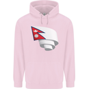 Curled Nepal Flag Nepalese Day Football Childrens Kids Hoodie Light Pink
