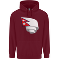 Curled Nepal Flag Nepalese Day Football Childrens Kids Hoodie Maroon