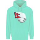 Curled Nepal Flag Nepalese Day Football Childrens Kids Hoodie Peppermint