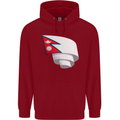 Curled Nepal Flag Nepalese Day Football Childrens Kids Hoodie Red