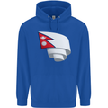 Curled Nepal Flag Nepalese Day Football Childrens Kids Hoodie Royal Blue