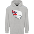 Curled Nepal Flag Nepalese Day Football Childrens Kids Hoodie Sports Grey