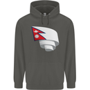 Curled Nepal Flag Nepalese Day Football Childrens Kids Hoodie Storm Grey