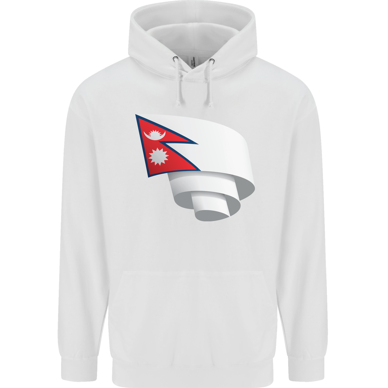 Curled Nepal Flag Nepalese Day Football Childrens Kids Hoodie White