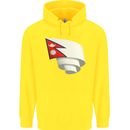 Curled Nepal Flag Nepalese Day Football Childrens Kids Hoodie Yellow