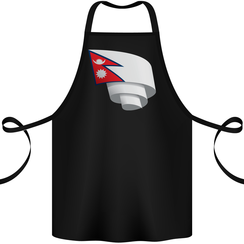 Curled Nepal Flag Nepalese Day Football Cotton Apron 100% Organic Black