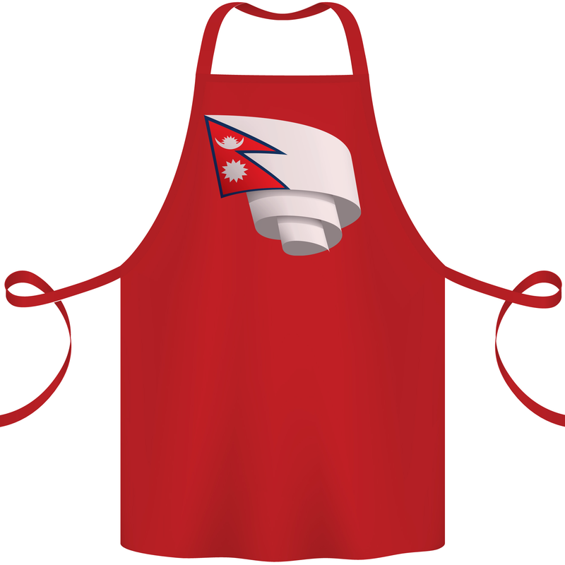 Curled Nepal Flag Nepalese Day Football Cotton Apron 100% Organic Red