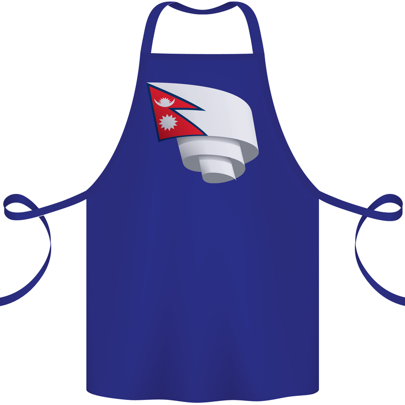 Curled Nepal Flag Nepalese Day Football Cotton Apron 100% Organic Royal Blue