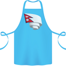 Curled Nepal Flag Nepalese Day Football Cotton Apron 100% Organic Turquoise