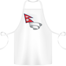 Curled Nepal Flag Nepalese Day Football Cotton Apron 100% Organic White