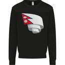 Curled Nepal Flag Nepalese Day Football Kids Sweatshirt Jumper Black