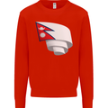 Curled Nepal Flag Nepalese Day Football Kids Sweatshirt Jumper Bright Red