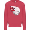 Curled Nepal Flag Nepalese Day Football Kids Sweatshirt Jumper Heliconia
