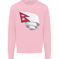 Curled Nepal Flag Nepalese Day Football Kids Sweatshirt Jumper Light Pink