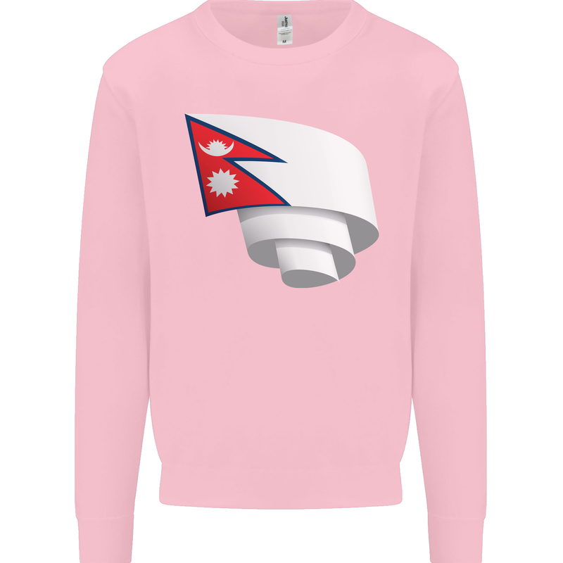 Curled Nepal Flag Nepalese Day Football Kids Sweatshirt Jumper Light Pink