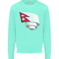 Curled Nepal Flag Nepalese Day Football Kids Sweatshirt Jumper Peppermint