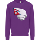 Curled Nepal Flag Nepalese Day Football Kids Sweatshirt Jumper Purple