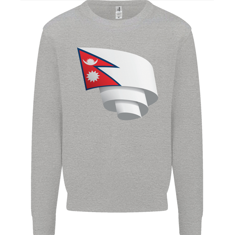 Curled Nepal Flag Nepalese Day Football Kids Sweatshirt Jumper Sports Grey