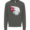 Curled Nepal Flag Nepalese Day Football Kids Sweatshirt Jumper Storm Grey