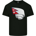 Curled Nepal Flag Nepalese Day Football Kids T-Shirt Childrens Black