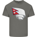 Curled Nepal Flag Nepalese Day Football Kids T-Shirt Childrens Charcoal