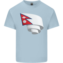 Curled Nepal Flag Nepalese Day Football Kids T-Shirt Childrens Light Blue