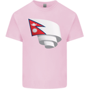 Curled Nepal Flag Nepalese Day Football Kids T-Shirt Childrens Light Pink