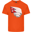 Curled Nepal Flag Nepalese Day Football Kids T-Shirt Childrens Orange