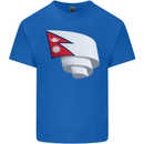 Curled Nepal Flag Nepalese Day Football Kids T-Shirt Childrens Royal Blue