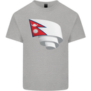 Curled Nepal Flag Nepalese Day Football Kids T-Shirt Childrens Sports Grey