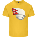 Curled Nepal Flag Nepalese Day Football Kids T-Shirt Childrens Yellow