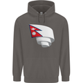 Curled Nepal Flag Nepalese Day Football Mens 80% Cotton Hoodie Charcoal