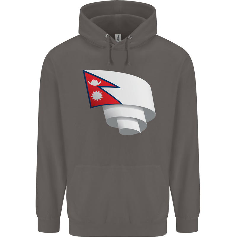 Curled Nepal Flag Nepalese Day Football Mens 80% Cotton Hoodie Charcoal