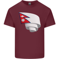 Curled Nepal Flag Nepalese Day Football Mens Cotton T-Shirt Tee Top Maroon