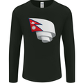 Curled Nepal Flag Nepalese Day Football Mens Long Sleeve T-Shirt Black