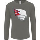 Curled Nepal Flag Nepalese Day Football Mens Long Sleeve T-Shirt Charcoal