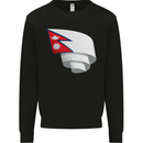 Curled Nepal Flag Nepalese Day Football Mens Sweatshirt Jumper Black